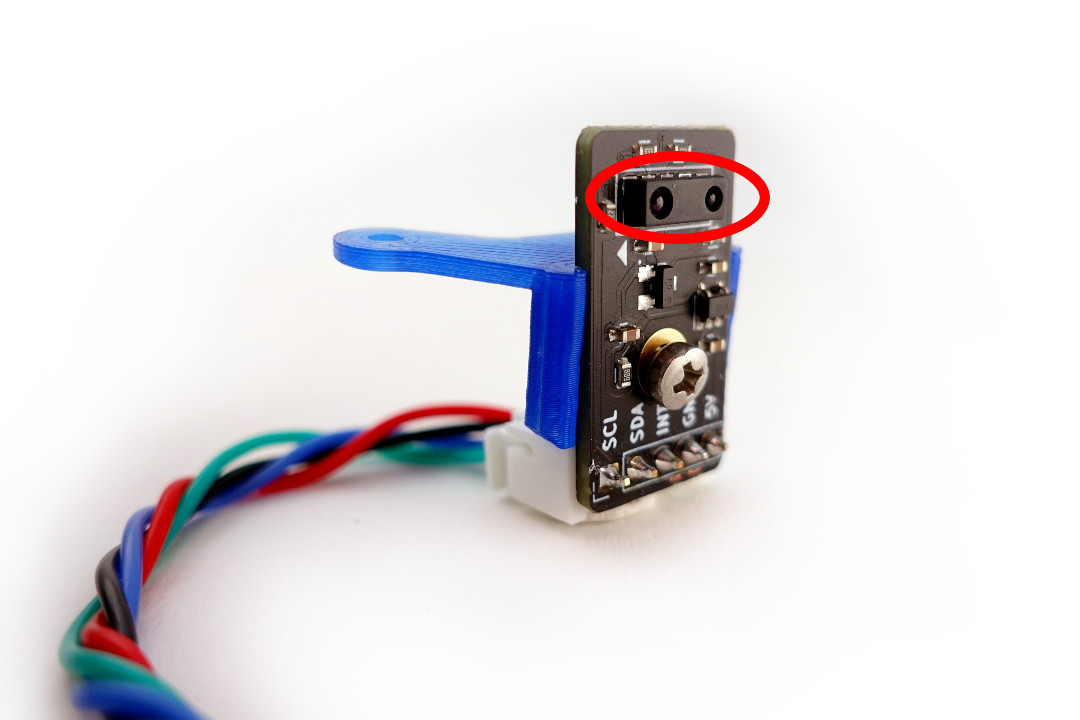 Distance sensor board for Marty shown with the sensor module highlighted